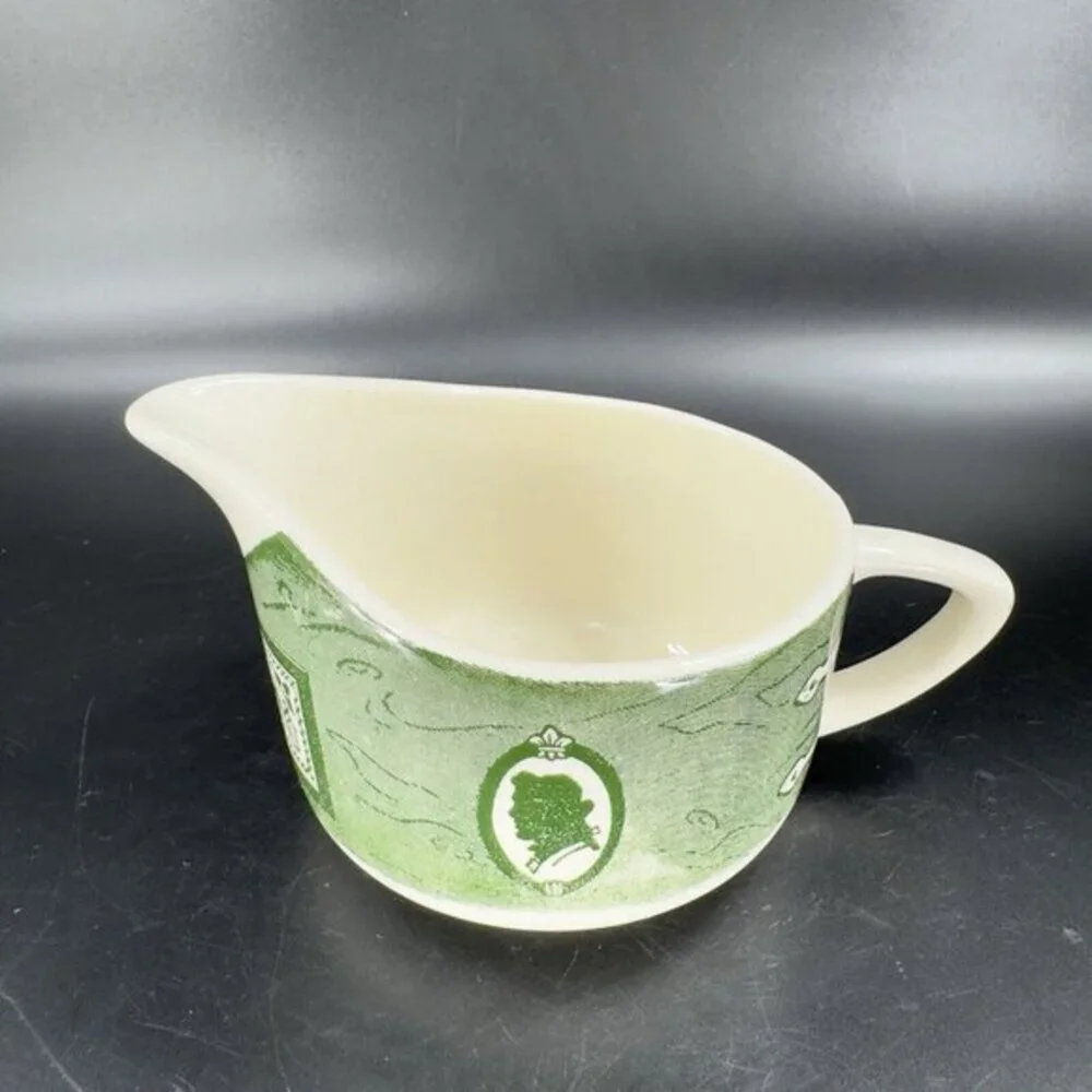 Royal Colonial Homestead Creamer Silhouette and‎ Sample Green and White Ceramic